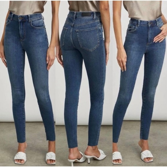 Rails The Larchmont High Rise Skinny Jeans Blue Raw Hem - 31 EUC - Picture 1 of 15